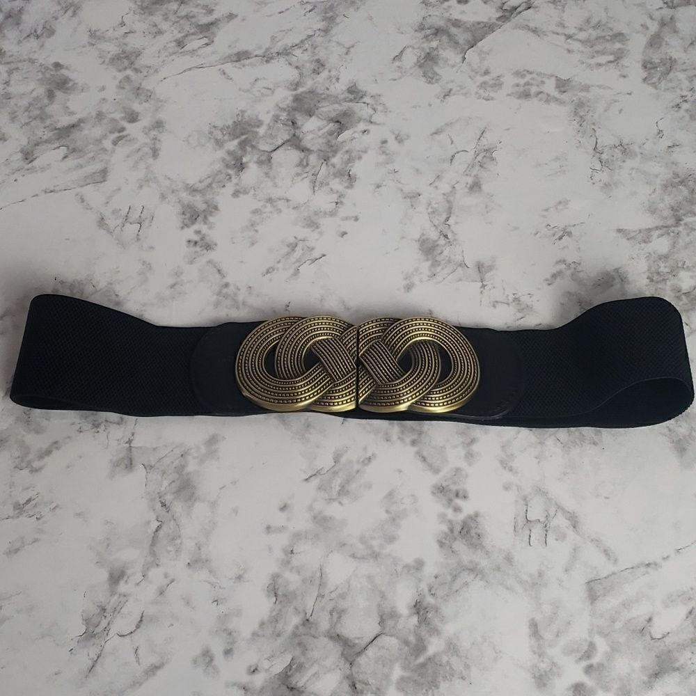 Black and Bronze Elastic Waistband Belt‎